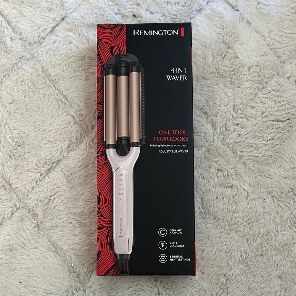Remington 4-in-1 Adjustable Hair Waver - Black and Silver